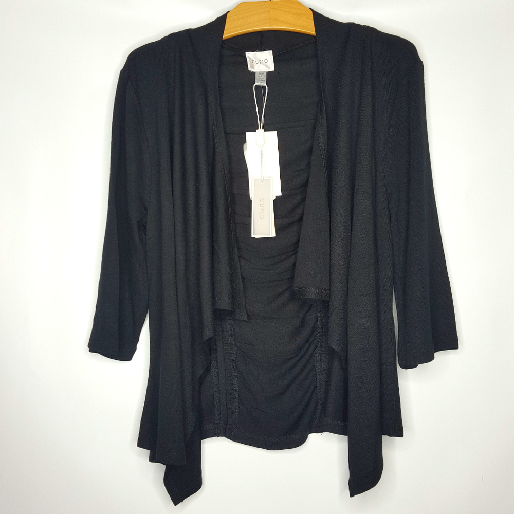 Cupio Black Shirred Shrug Sweater Sz Small